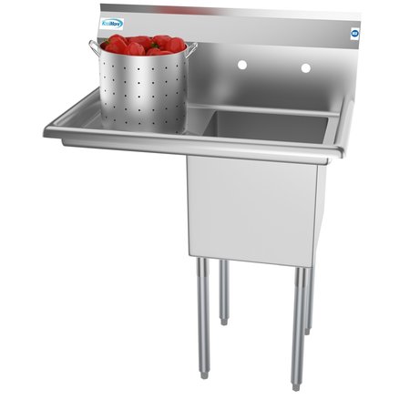KOOLMORE 1 Compartment Stainless Steel NSF Commercial Kitchen Prep & Utility Sink with Drainboard SA151512-15L3